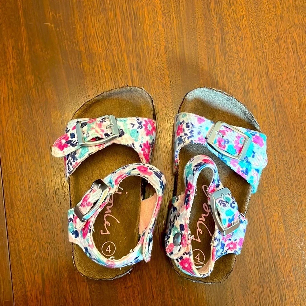 Joules Floral Sandals – Pink & Purple Flower Print (Girls Size 4)